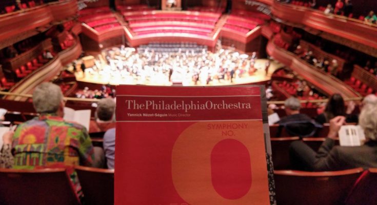 Photo of a Philadelphia Orchestra program booklet at Verizon Hall.