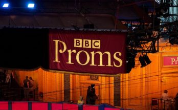 Photo of a banner displaying the BBC Proms logo.