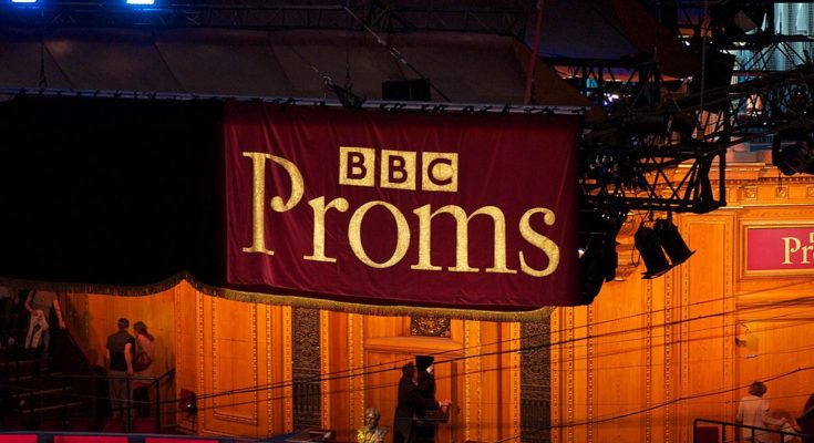 Photo of a banner displaying the BBC Proms logo.