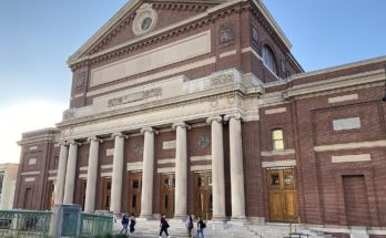 A photo of the outside of Boston's Symphony Hall.