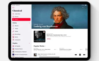 A screenshot of Apple Music Classical running on an iPad.