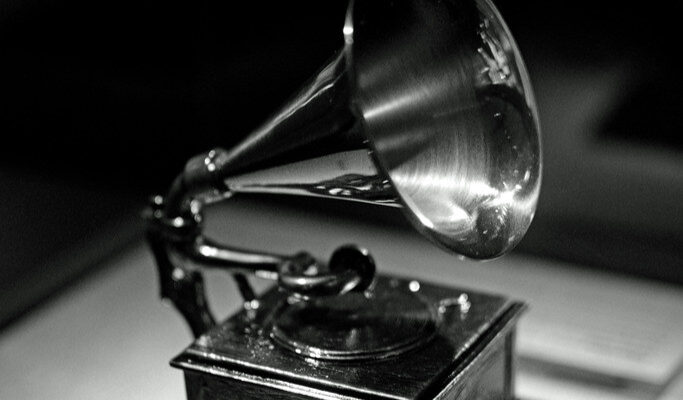 A photo of the Grammy Award trophy.