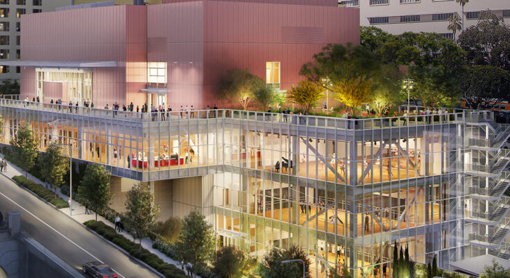 A rendering of the Colburn School's Frank Gehry-designed campus expansion.