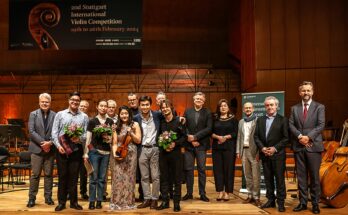 A photo of winners and participants in the 2024 Stuttgart International Violin Competition.