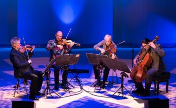 A photo of the Kronos Quartet.