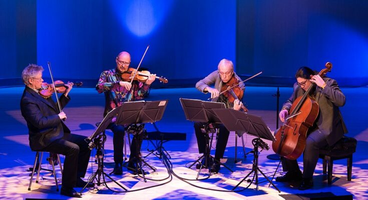 A photo of the Kronos Quartet.