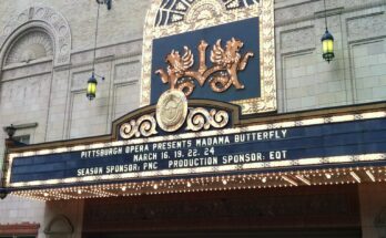 A photo of a marquee for Pittsburgh Opera.