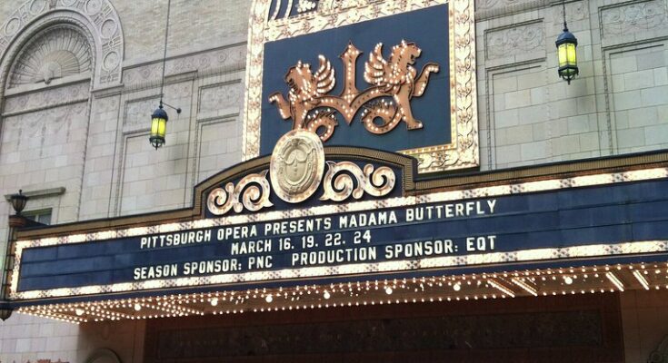 A photo of a marquee for Pittsburgh Opera.