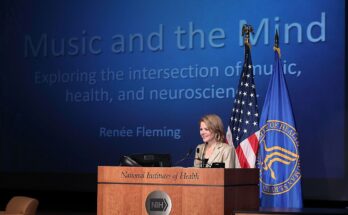 Renée Fleming speaking at the US National Institutes of Health. Photo: Dnagz, CC BY-SA 4.0, via Wikimedia Commons