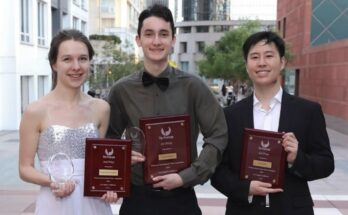 2024 Primrose International Viola Competition winners Emad Zolfaghari (first prize), Kinga Wojdalska (second prize), and Andy Park (third prize). Photo: @wmadzolfaghari on Instagram: https://www.instagram.com/p/C8ljf-pAWsv/?utm_source=ig_web_copy_link&igsh=MzRlODBiNWFlZA==