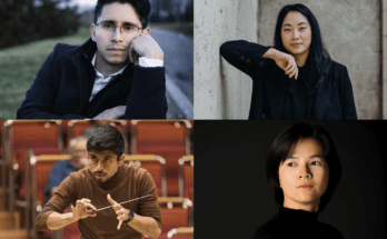 2024-'25 Dudamel Conducting Fellows. Clockwise from top left: Luis Castillo-Briceño, Holly Hyun Choe, Molly Turner, and Dayner Tafur-Díaz. Photos: LA Phil